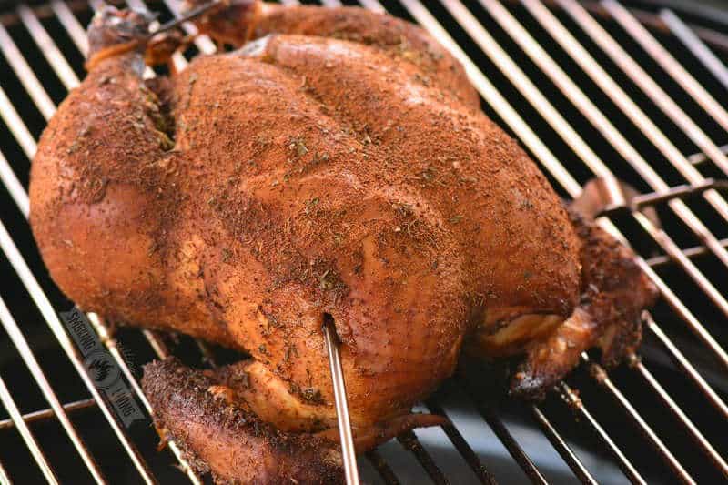 cooked chicken on the smoke grate