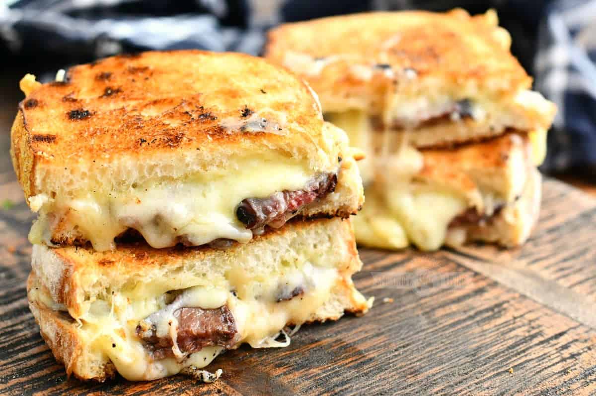Steak Grilled Cheese Made On The Grill With Marinated Grilled Steak