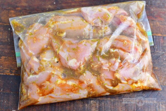 chicken meat in a bag with marinade