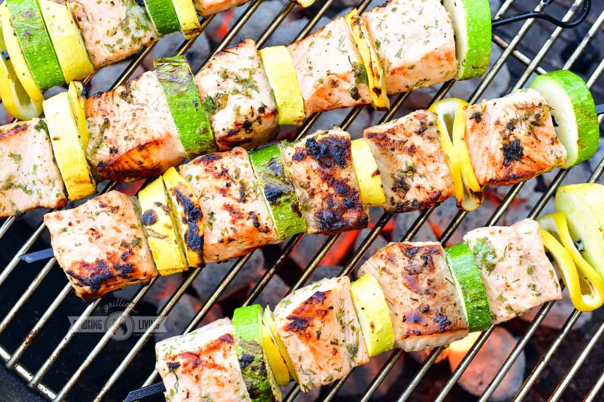 Grilled Salmon Kebabs Easy Grilled Salmon with Lemon, Garlic, and Herbs