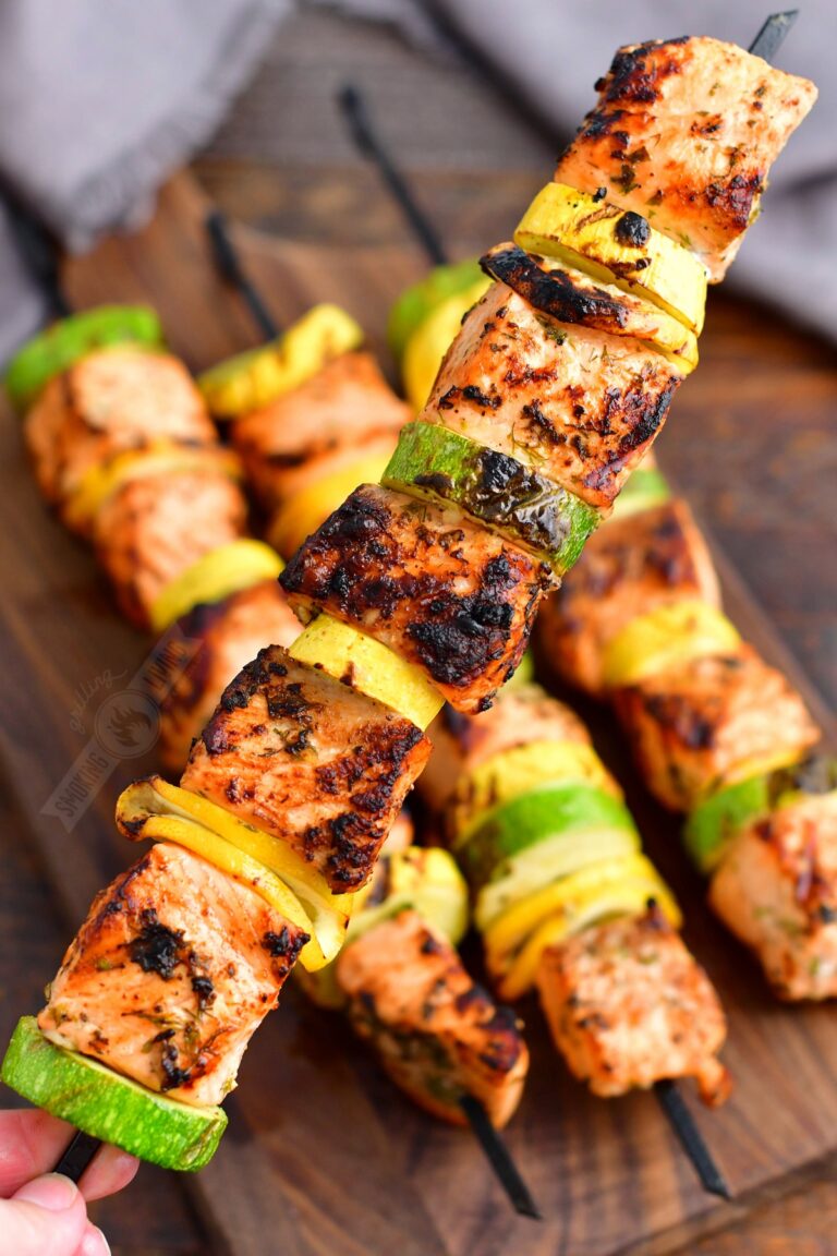 Grilled Salmon Kebabs Easy Grilled Salmon with Lemon, Garlic, and Herbs