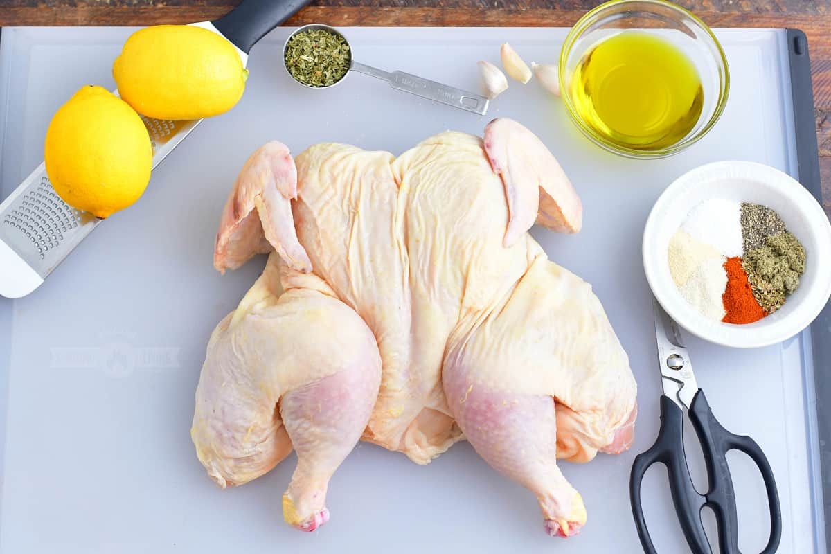 ingredients for grilling spatchcock chicken