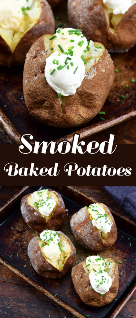 Smoked baked potato collage