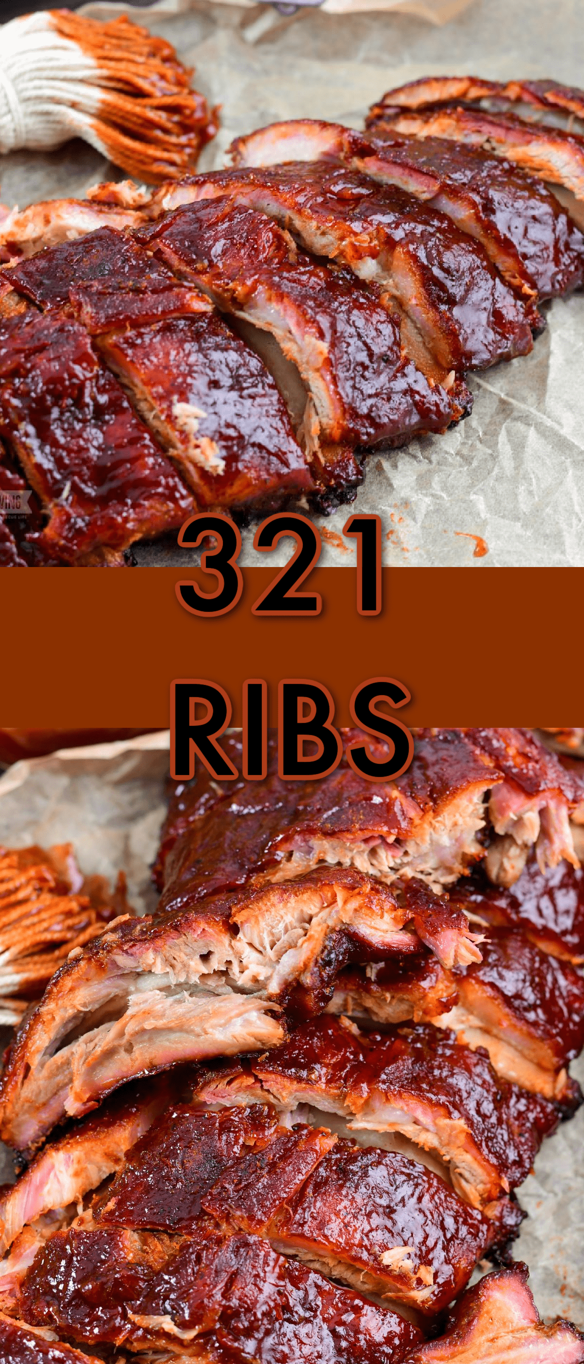 Collage of two close up images of 321 ribs