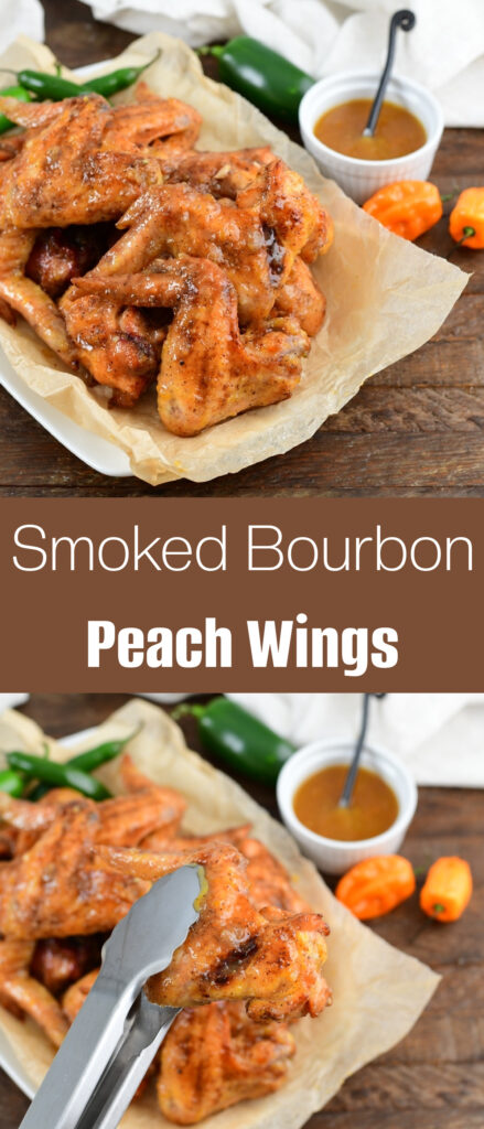 Pin for smoked bourbon peach wings